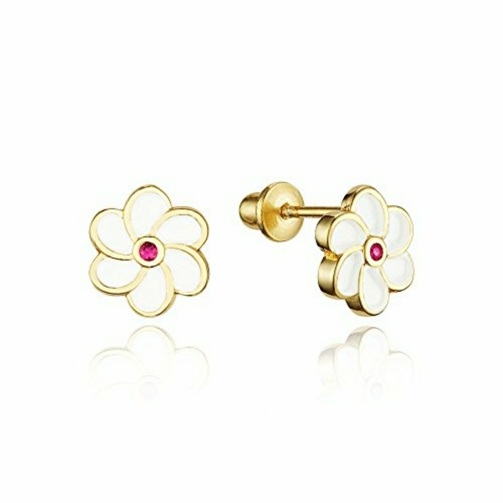 Kids Flower Stud Earrings 14k gold plated!.